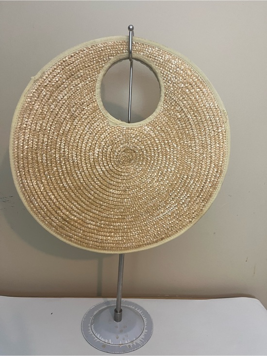 Handbags - Round Woven Straw Tote with Circular Handle